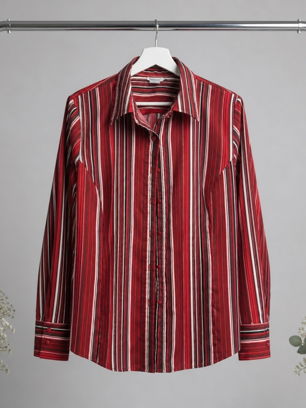 East 5th Red and White Striped Dress Shirt